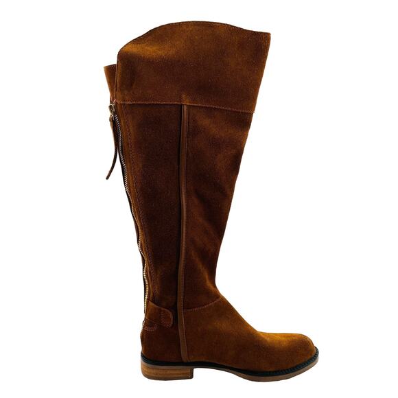 Franco Sarto Christine Brown Suede Tall Back Zip Equestrian Riding Boots 4 WC - Picture 5 of 11